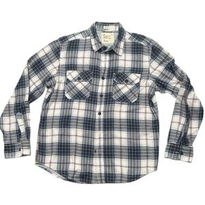 American Eagle Outfitters Navy White Plaid Long Sleeve Button Down Shirt Large